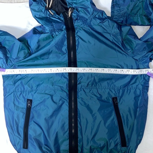2/49$ Men’s American Eagle metallic blue Hooded‎ Full zip Rain Jacket Sz medium - Picture 4 of 12